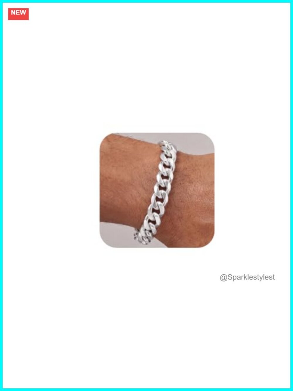 S925 Sterling Silver Cuban Link Chain Bracelet 10MM Men's